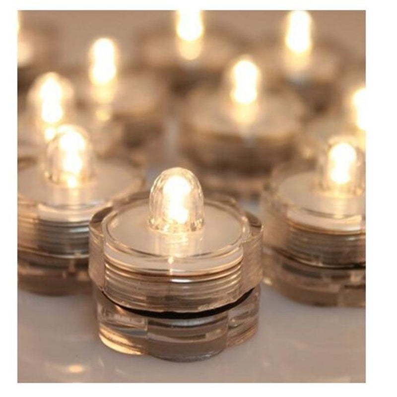 IMAGE 12x LED Waterproof Submersible Tealights Flameless Tealight Battery-Operated Sub Lights for Wedding Christmas Thanksgiving Party Events Home Decor Floral Warm White - Image 2